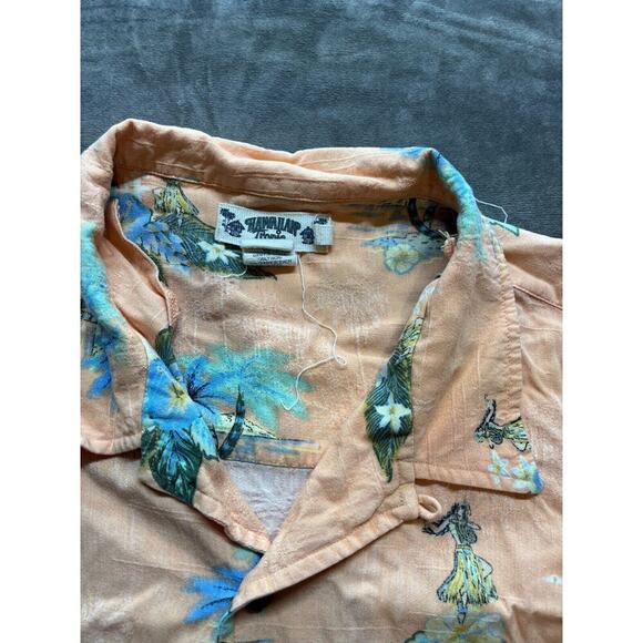Hawaiian Tropic short Sleeve button shirt XXL peach floral - Picture 3 of 5